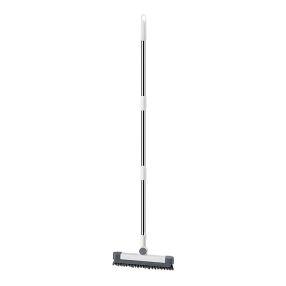 Heavy-Duty Floor Scrubbing Brush with 180° Rotating Head for Grout, Tile, and Hard-to-Reach Surfaces – Stiff Bristles, Ergonomic Handle, and Squeegee for Efficient Deep Cleaning