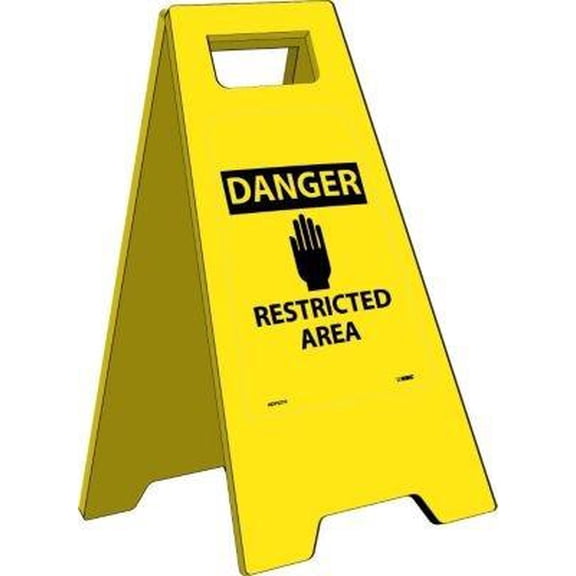 Heavy Duty Floor Signs; Danger Restricted Area, 24.63X10.75