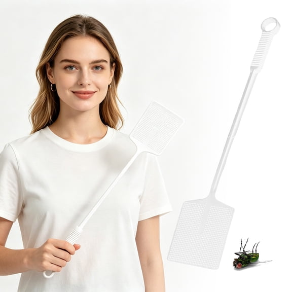 Heavy Duty Fly Swatter,Fly Swatter For Indoors,Non-Breakable Long Handle Bug Killer Racket, Lightweight Household Insect Control Tool With Flexible Mesh Head For Kitchen Home Indoor Outdoor Use