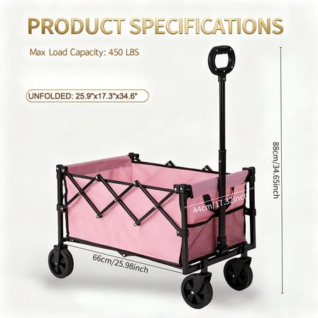 Heavy-Duty Foldable 4-Wheeled Shopping Cart 220/450/680Lbs Load Capacity Black