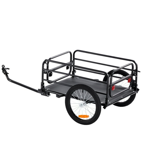 Heavy Duty Foldable Bike Cargo Trailer 160 lbs Capacity Universal Hitch 16 Inch Wheels Compact Storage Quick Release Safe Reflectors Fits 22 to 28 Inch Bike Wheels