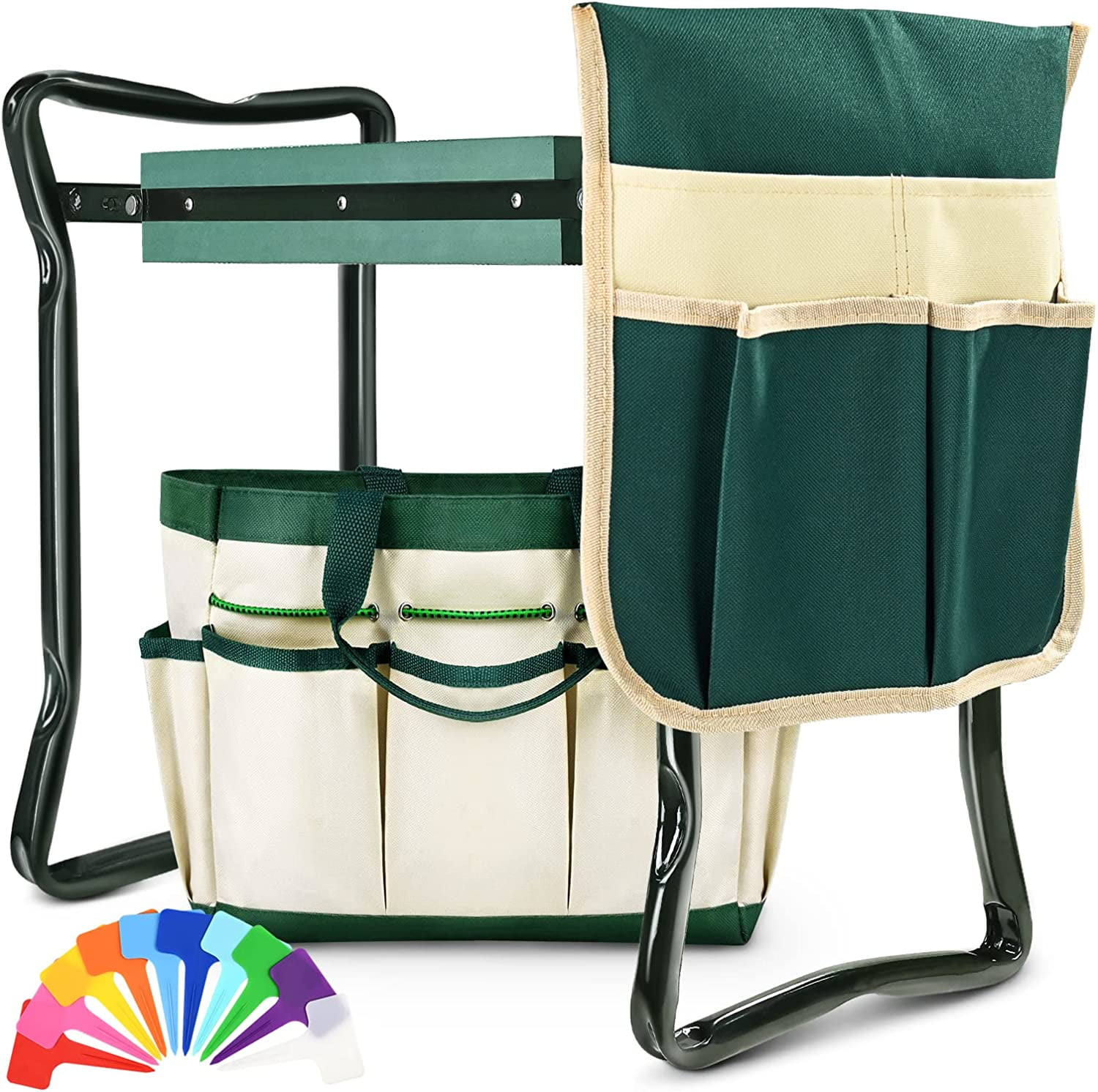 Upgraded Garden Kneeler and Seat with Thicken & Widen Soft Kneeling Pad,Heavy Duty Foldable Gardener Stool with 2 Tool Pouches,Gardening Gifts for Women Mom Men Seniors