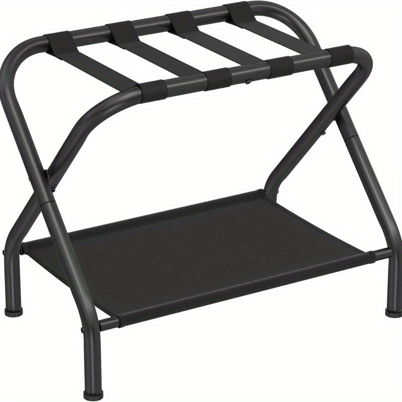 Heavy-Duty Foldable Luggage Rack with Fabric Shelf | 110lb Capacity ...