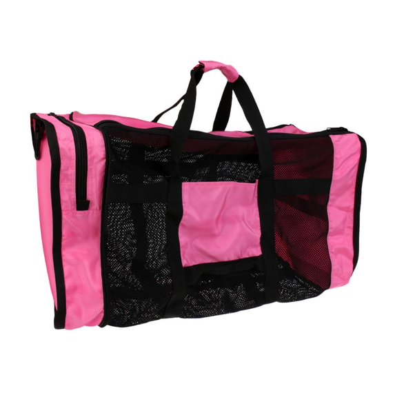 Heavy Duty Foldable Mesh Beach Dive Bag Duffel Bag Storage Pouch For Diving Scuba Snorkeling Gear Pink