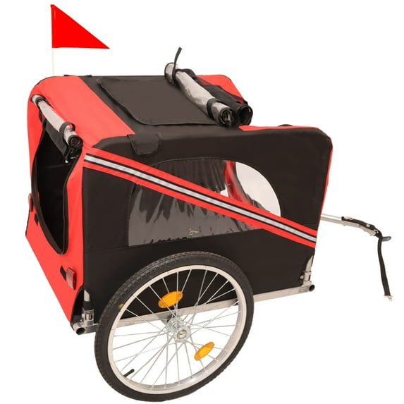 Heavy Duty Foldable Pet Stroller Dog Carrier Bicycle Trailer with All-Terrain Wheels Adjustable Safety Harness for Medium Large Dogs Outdoor Adventures