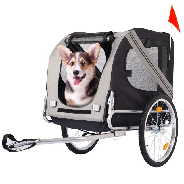 Heavy Duty Foldable Pet Stroller for Medium Dogs, Pet Bike Trailer with