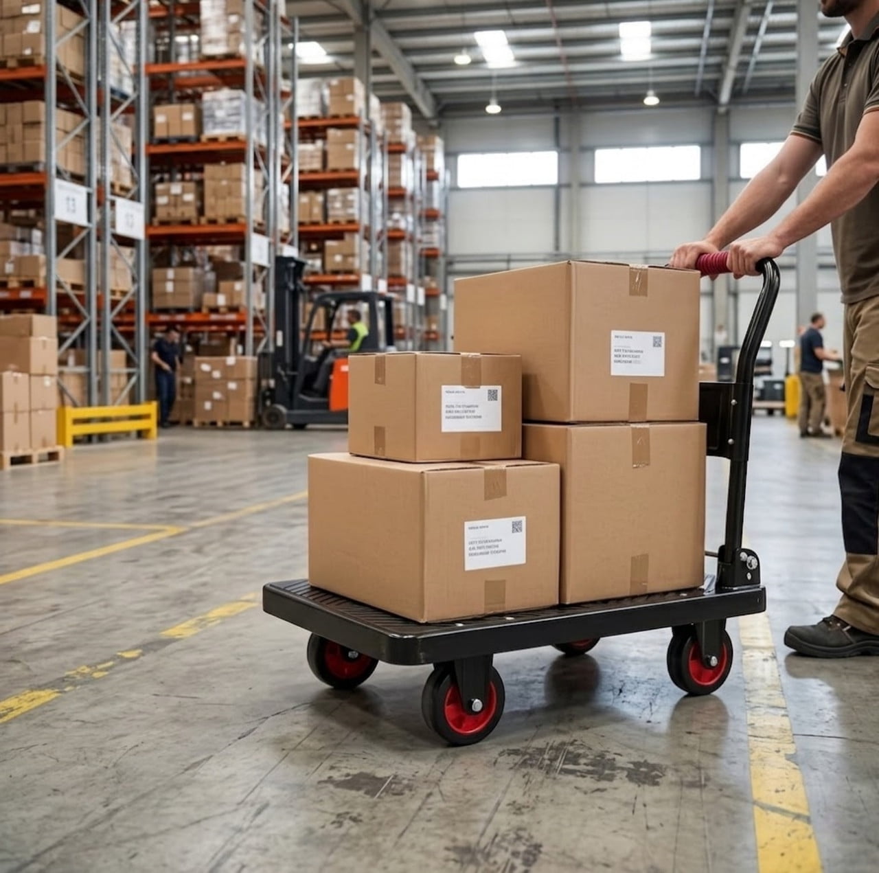 Heavy Duty Foldable Platform Push Cart Dolly, Space Saving Hand Truck with 4" Silent Wheels, Moving Platform Cart for Warehouse, Yard, Transport