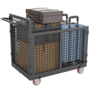 Heavy Duty Foldable Platform Truck Cart with Wheels - 1800 LBS Capacity Collapsible Push Dolly with Cage for Warehouse & Industrial Moving