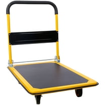 Heavy-Duty Foldable Platform Truck Dolly With 660 lb Weight Capacity In Sleek Black And Vibrant Yellow Design Offers