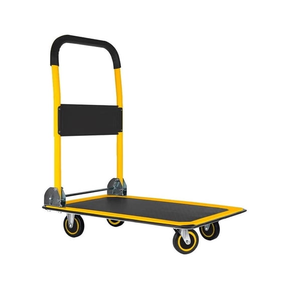 Heavy-Duty Foldable Push Cart Dolly 660 lbs Capacity Flatbed Hand Truck Yellow