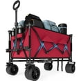 thumbnail image 1 of Heavy Duty Foldable Wagon for Beach, Extra Large Collapsible Foldable Wagon for Camping, All Terrain Beach Wagons Extended with Cup Holders for Sand, 1 of 8
