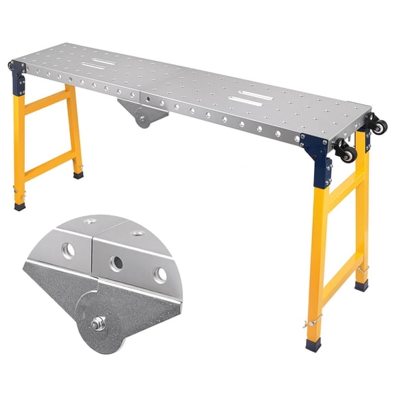 Heavy Duty Foldable Work Platform, Adjustable Height Scaffolding Workbench with Wheels, Multi-Purpose Scaffold for Painting, Car Cleaning & Home Projects
