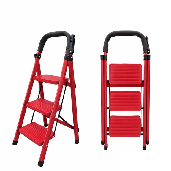 Heavy-Duty Folding 2/3/4/5/6 Step Ladder With Non-Slip Steps And Folding Mechanism, Featuring 330-Pound Weight Capacity, Durable Steel Construction, And Easy Storage Design -Perfect For Household