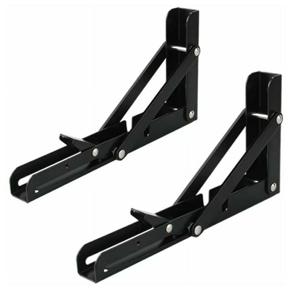 Heavy Duty Folding Bracket For Space Saving, Quick Release Stainless Steel Wall-Mounted Diy Bracket (Pack Of 2, Black)