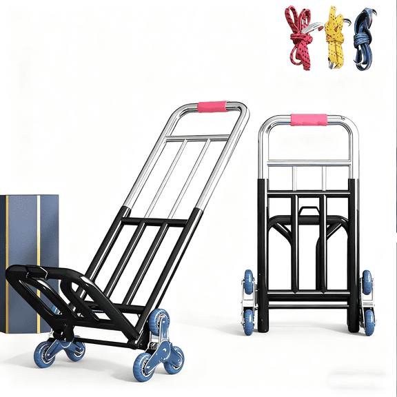 Heavy-Duty Folding Hand Truck, 154LB Capacity with 360 Stair Climbing Wheels & Telescopic Handle for Moving, Weightlifting, Material Transport