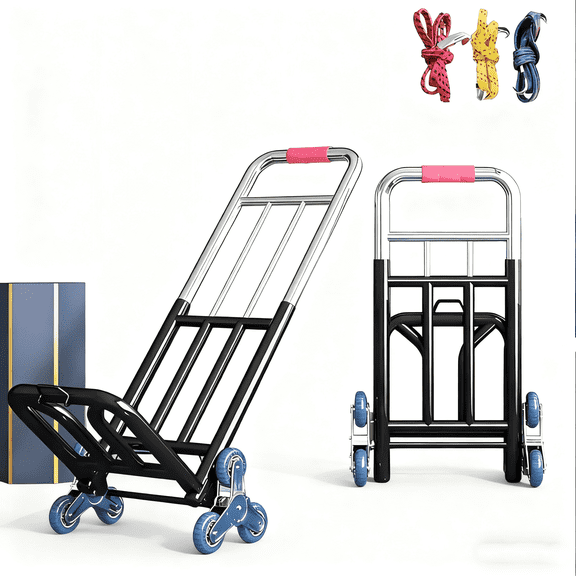 Heavy-Duty Folding Hand Truck, 154LB Capacity with 360 Stair Climbing Wheels & Telescopic Handle for Moving, Weightlifting, Material Transport
