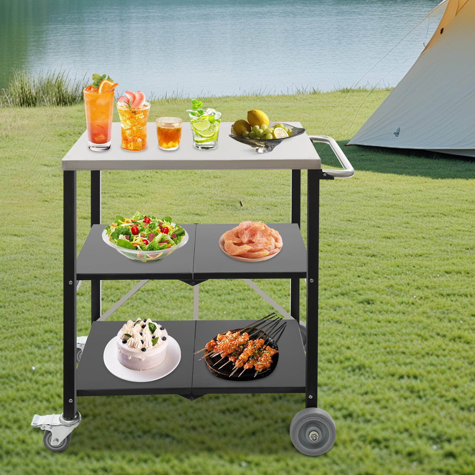 Heavy Duty Folding Hand Truck with 660 lbs Capacity, 2-in-1 Design, Removable Cage, and 4 Silent TPR Wheels for Home and Commercial Use