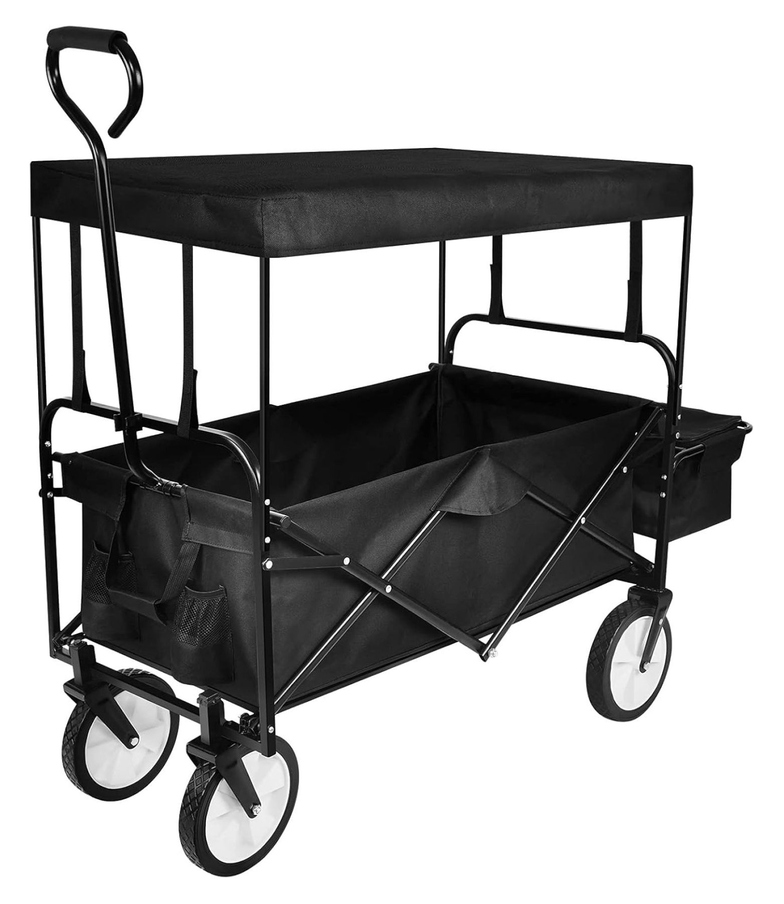 Heavy Duty Folding Portable Hand Cart with Removable Canopy, 8'' Wheels ...
