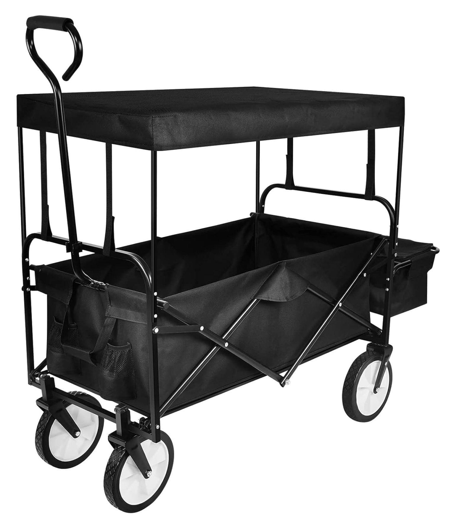 Heavy Duty Folding Portable Hand Cart with Removable Canopy, 8'' Wheels ...