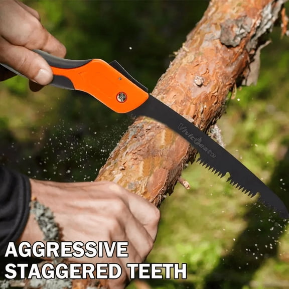 Heavy Duty Folding Pruning Saw  SK5 Curved Blade with Triple-Cut Razor Teeth for Tree Trimming, Wood Cutting, Camping, and Gardening