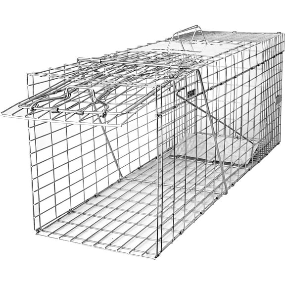 Heavy Duty Folding Raccoon Traps, Humane Cat Trap for Stray Cats, Raccoons, Squirrel, Skunk, Mole, Groundhog, Armadillo, Rabbit – 32" Live Animal Cage Trap, Catch and Release