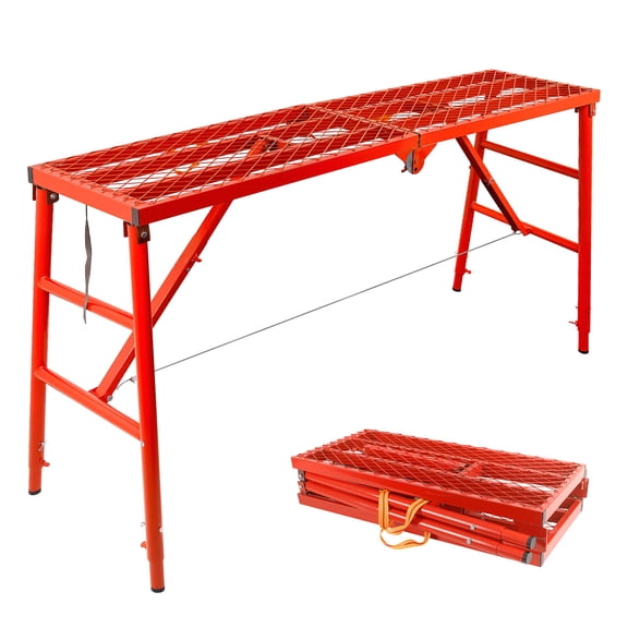 Heavy Duty Folding Scaffold Platform, 770 LBS Capacity Anti-slip Mesh Scaffolding with One-Touch Automatic Fold for Commercial Use