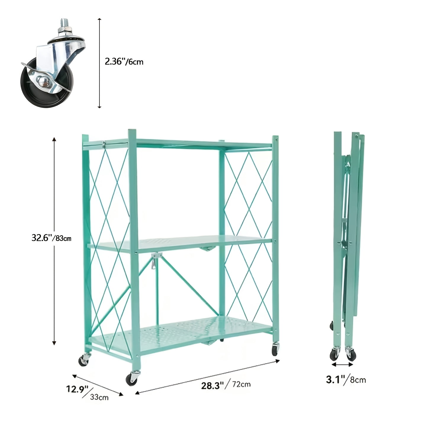 Foiding Storage Rack Heavy-Duty Folding Storage Rack with Wheels, 5/4/3 Tiers Portable ...