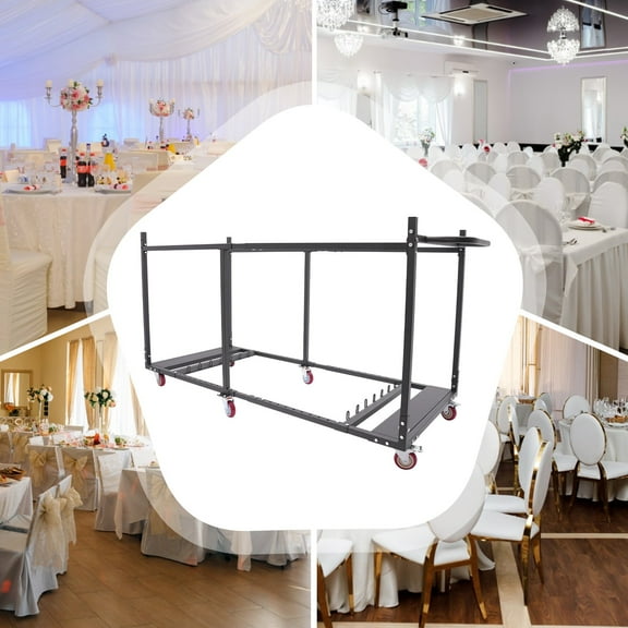HeavyDuty Folding Table Cart with Adjustable & Convertible Design HighCapacity Utility Dolly for 8 Round or 12 Folding Tables, 6 Swivel Casters with Brakes, Durable Q235 Steel