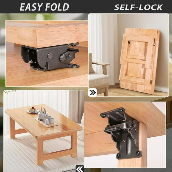 Heavy Duty Folding Table Leg Bracket with Self-Lock Hinge Hardware, Screws, Lock Extension Support for Furniture, Cabinet, Workbench