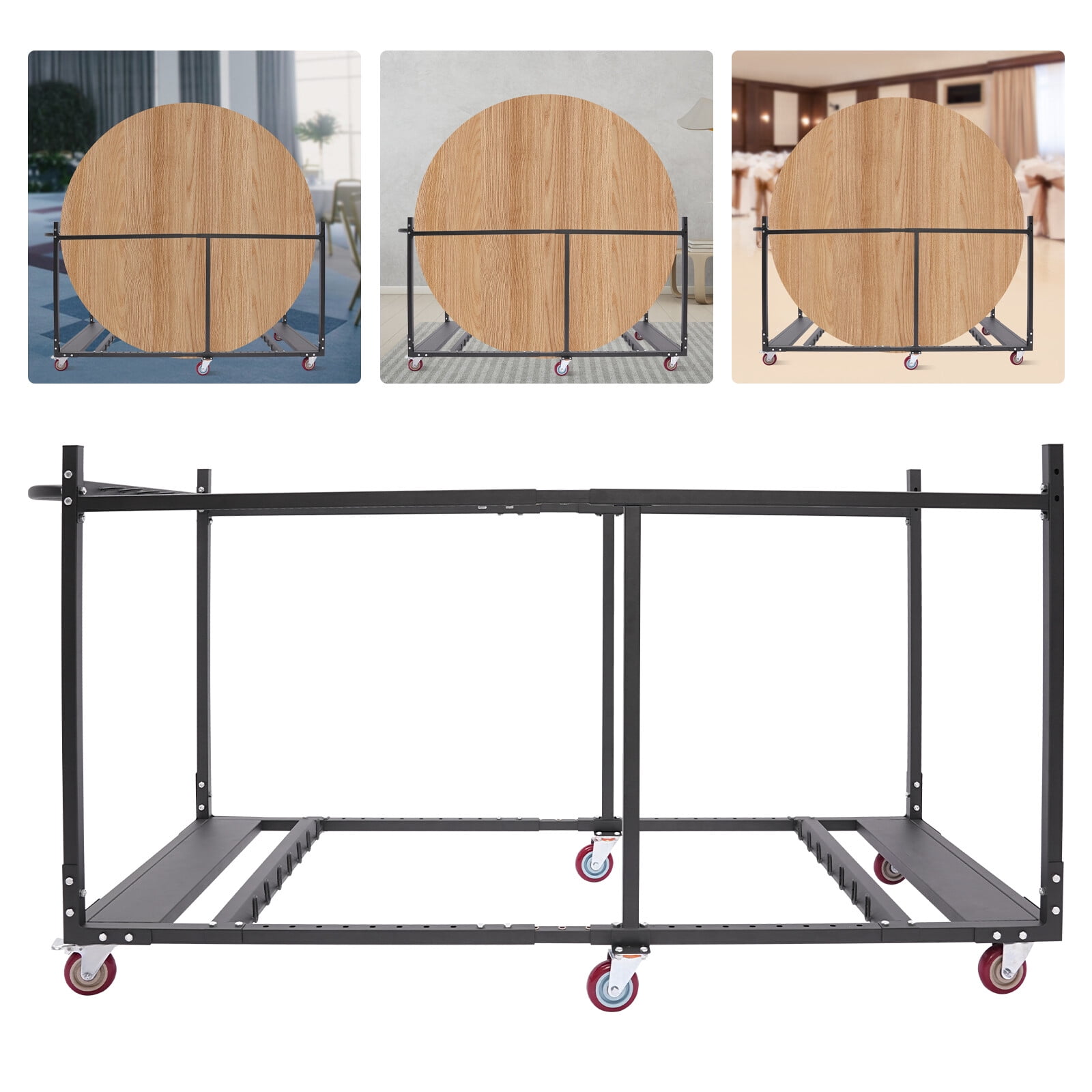 Heavy-Duty Folding Table Rack 6-Wheel Cart 1300 lbs Load School Event ...