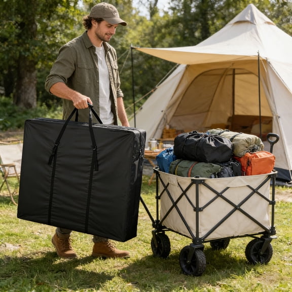 Heavy Duty Folding Table Storage Bag, Waterproof Camping Table Carry Case with Handle, UV Resistant Portable Table Cover for Outdoor Picnic Beach, 43.3 Inches