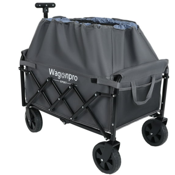 Heavy-Duty Folding Wagon Cart - 100% Extra Space Dual-Layer Design, 6" 360° All-Terrain Wheels, 14.88lbs Lightweight & Compact (17.9" Folded) - Perfect for Beach, Picnics, Shopping & Gardening