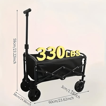 Heavy-Duty Folding Wagon Cart - 330-730LBS Capacity, 360° Rotating Wheels & Adjustable Handle, Stainless Frame for Camping, Sports & More w/ SUV-Tractor-like Haul