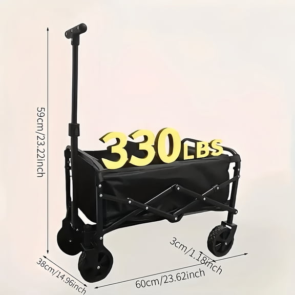 Heavy-Duty Folding Wagon Cart - 330-730LBS Capacity, 360° Rotating Wheels & Adjustable Handle, Stainless Frame for Camping, Sports & More w/ SUV-Tractor-like Haul