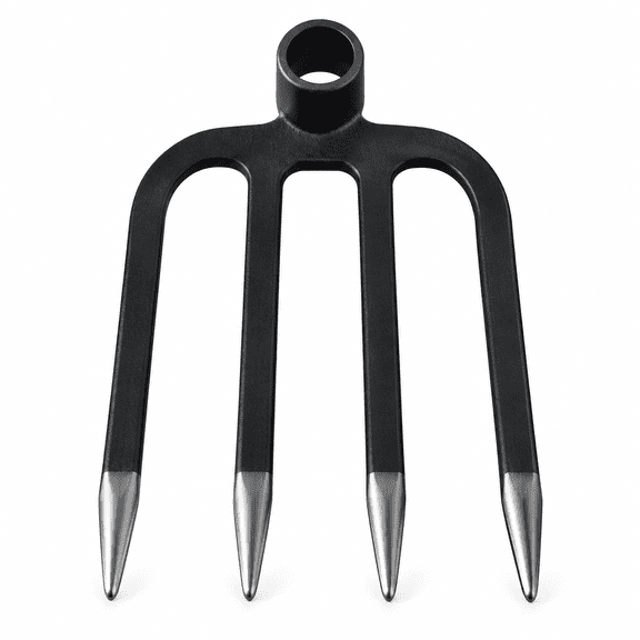 Heavy Duty Forged Eye Hoe Fork for Garden - 4 Tines Digging Spading Fork, Forged High-Carbon Steel (Corrosion-Resistant), Effortless Tool for Digging, Harvesting Tubers, Weeding
