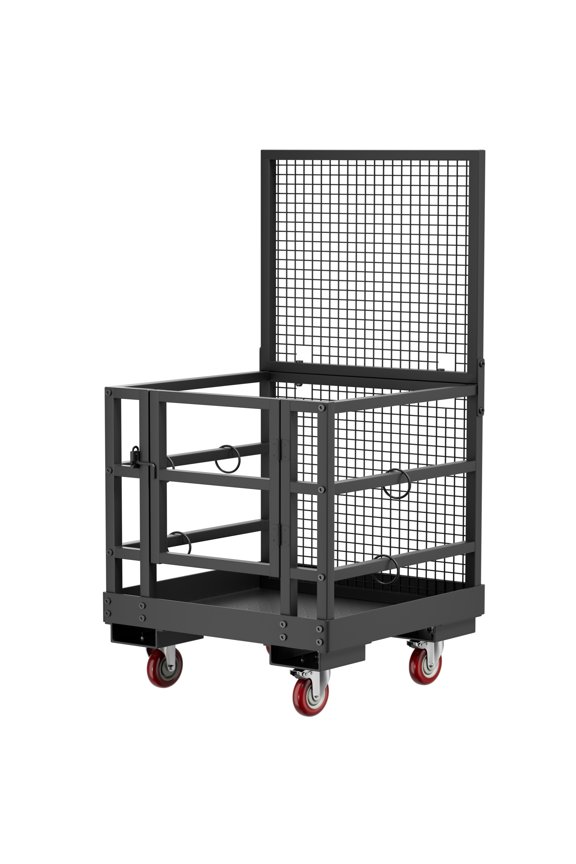 Heavy Duty Forklift Platform 35.8x35.8 Inches - 1400LB Capacity Collapsible Safety Platform with Anti-Slip Surface, Waterproof Black Finish for Warehouse and Construction Use