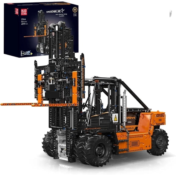 Heavy-Duty Forklift Truck Building Block Kit, MOC Construction Machinery Building Block Set, RC Shelf Lifted Truck for Adult, 4579 Pieces