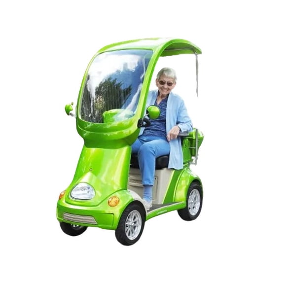 Heavy Duty Four-Wheel Mobility Scooter for Adults, 500 lb Capacity, Long Range Motorized Scooter with Canopy, Storage Box, Lights, Green