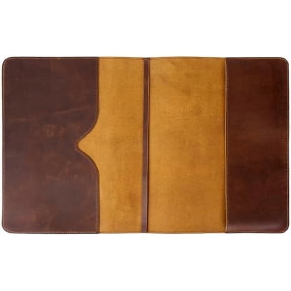 Heavy Duty Full Grain Leather Journal Cover, Book Cover, Organiser, Refillable Cahier Journals, Refillable for Spiral Notebook, Handmade Leather Journal Covers (Brown, 12x9.5 inch)$$Office