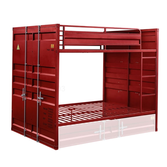 Heavy Duty Full Size Metal Bunk Bed with Storage Lock, Industrial Cargo Frame & Guard Rail