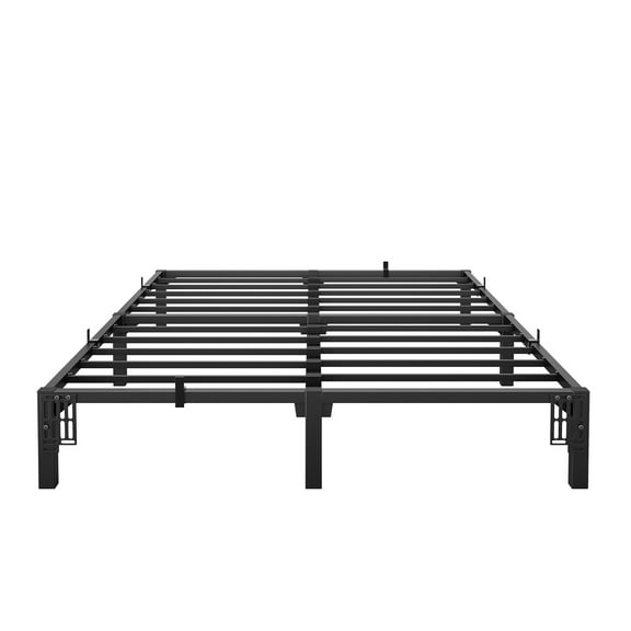 Heavy Duty Full Size Metal Platform Bed Frame - 10 Inch High, Steel Slat Foundation, No Box Spring Needed, Large Underbed Storage, Tool-Free Assembly, 800 lb Capacity, Black