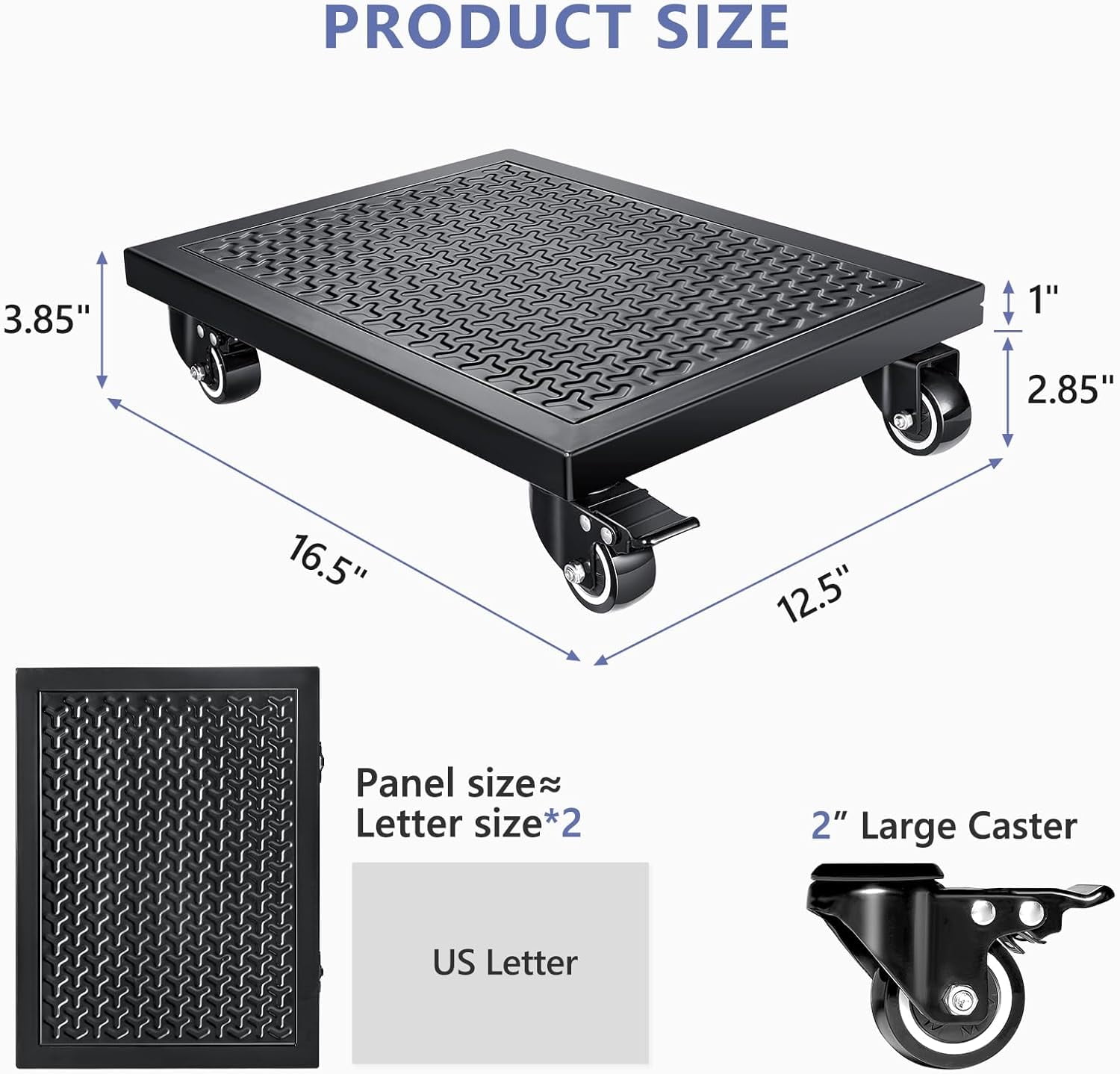 Heavy Duty Furniture Dolly 1000lbs Capacity, 4 Wheel Movers with Brakes, 16x12 Steel Platform for Sofa Appliances Moving