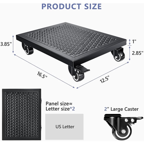 Heavy Duty Furniture Dolly 1000lbs Capacity, 4 Wheel Movers with Brakes, 16x12 Steel Platform for Sofa Appliances Moving