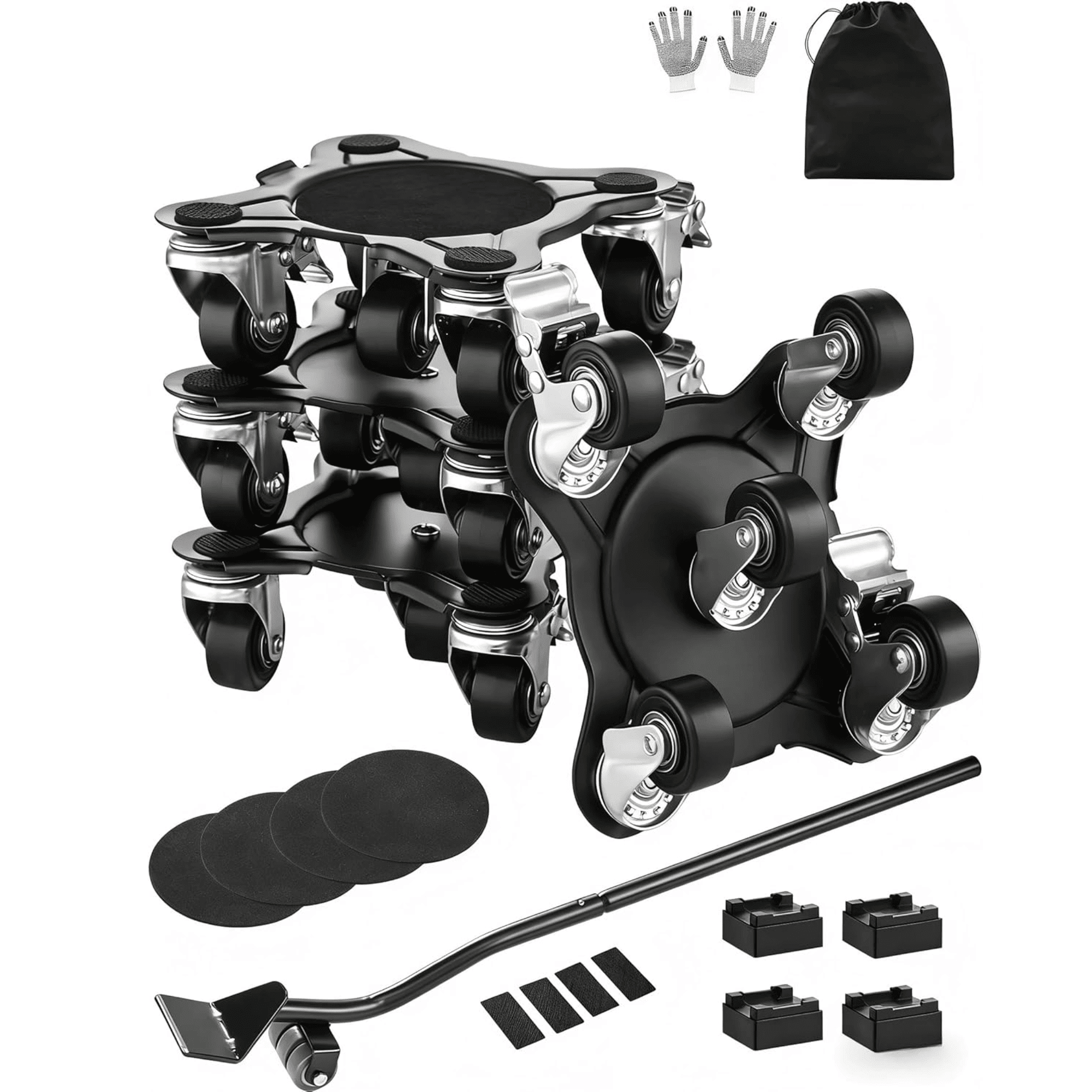 Heavy Duty Furniture Dolly Set, 1200 lbs Capacity, Furniture Movers with 5 Swivel Wheels, Carbon Steel Moving Sliders Tool Kit for Sofa, Refrigerator, Washer & Appliances