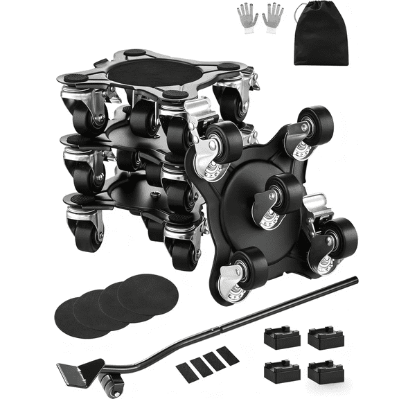 Heavy Duty Furniture Dolly Set, 1200 lbs Capacity, Furniture Movers with 5 Swivel Wheels, Carbon Steel Moving Sliders Tool Kit for Sofa, Refrigerator, Washer & Appliances