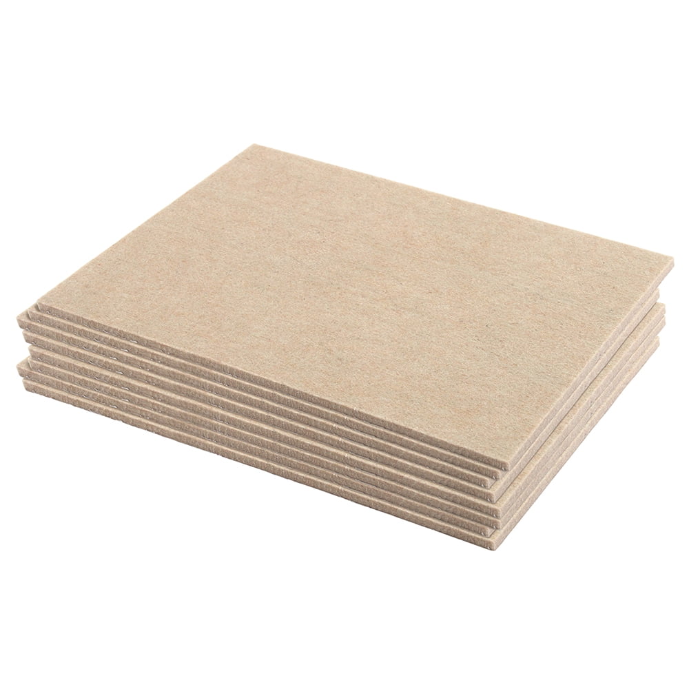 Heavy-Duty Furniture Felt Pads, 1/4 in. Thick w/Self-Adhesive Backing, Beige, Large Rectangles, Pack of 8