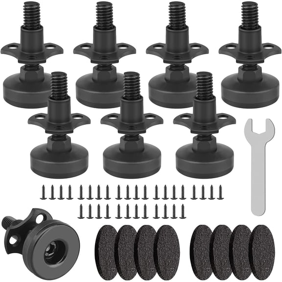 Heavy Duty Furniture Levelers, 8 Pack 3/8"-16 Threaded Leveling Feet Furniture Levelers Table Feet Adjustable Leg Levelers for Table/ Chair/Sofa/Desk/Cabinet/Workbench, Supports 2640LBs-Black