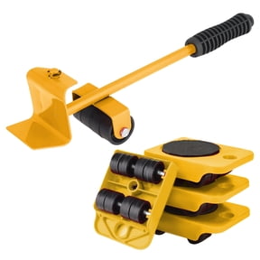 Heavy Duty Furniture Lift Mover Tool Set, 1322 Lbs Load Capacity Furniture Lifter with Wheels Pallet, Adjustable Appliance Rollers Dolly for Table Refrigerator Floors Cabinet (Yellow)