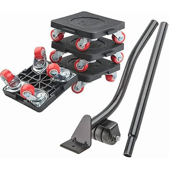 Heavy Duty Furniture Lifter Movers Dolly Wheel Roller Bar Hand Tools Set, Furniture Transport Moving Tools with 360° Rotation 4 Wheels Small Flat Dolly, 880 Lbs Capacity, Black