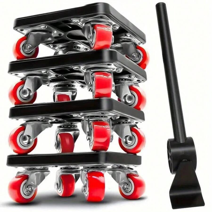 Heavy Duty Furniture Mover - 4 Wheel Furniture Glide, 880 Lbs Load Capacity, Extension Pole For Cabinets, Sofa | Efficient Moving Tool Set